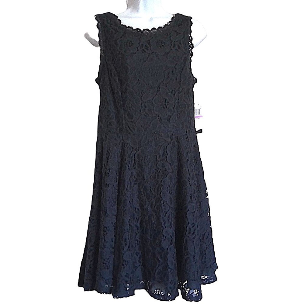New City Studio Midnight Blue Lace Dress Sleeveless Fit & Flare Lined NWT  Sz 11